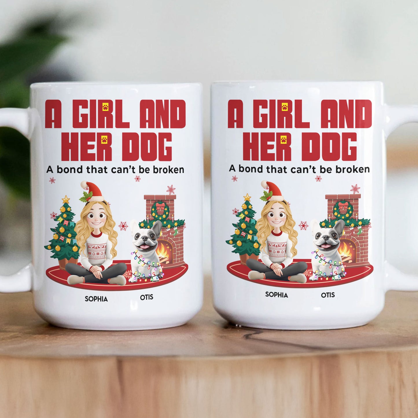 A Girl And Her Dog - Xmas Version - Personalized Mug