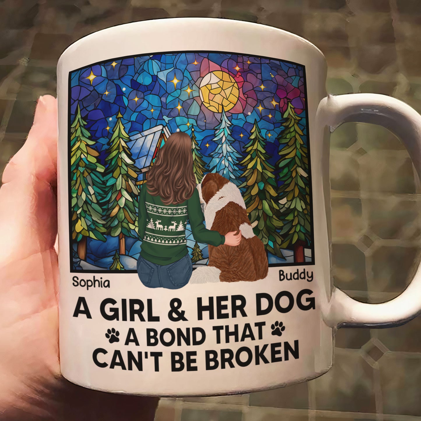 A Girl And Her Dogs - Bond That Can't Be Broken - Personalized  Mug