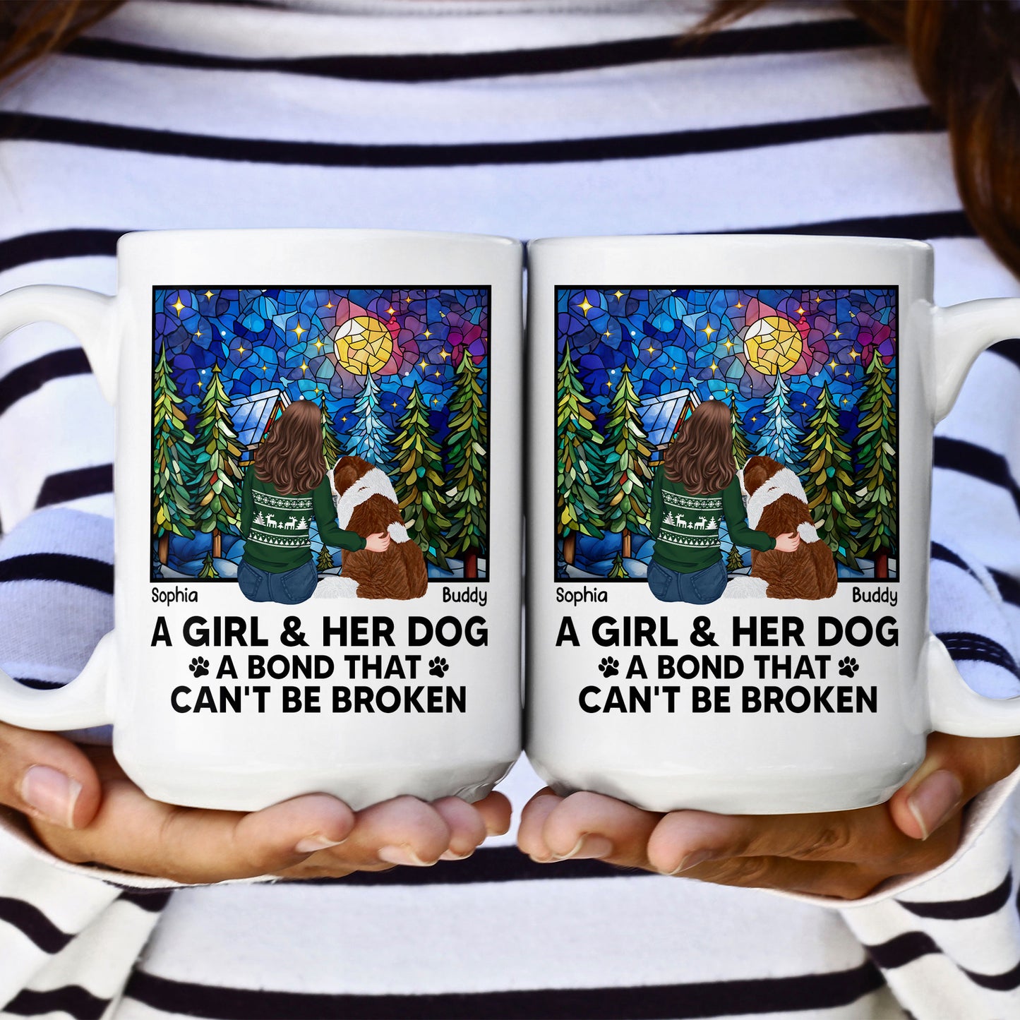 A Girl And Her Dogs - Bond That Can't Be Broken - Personalized  Mug