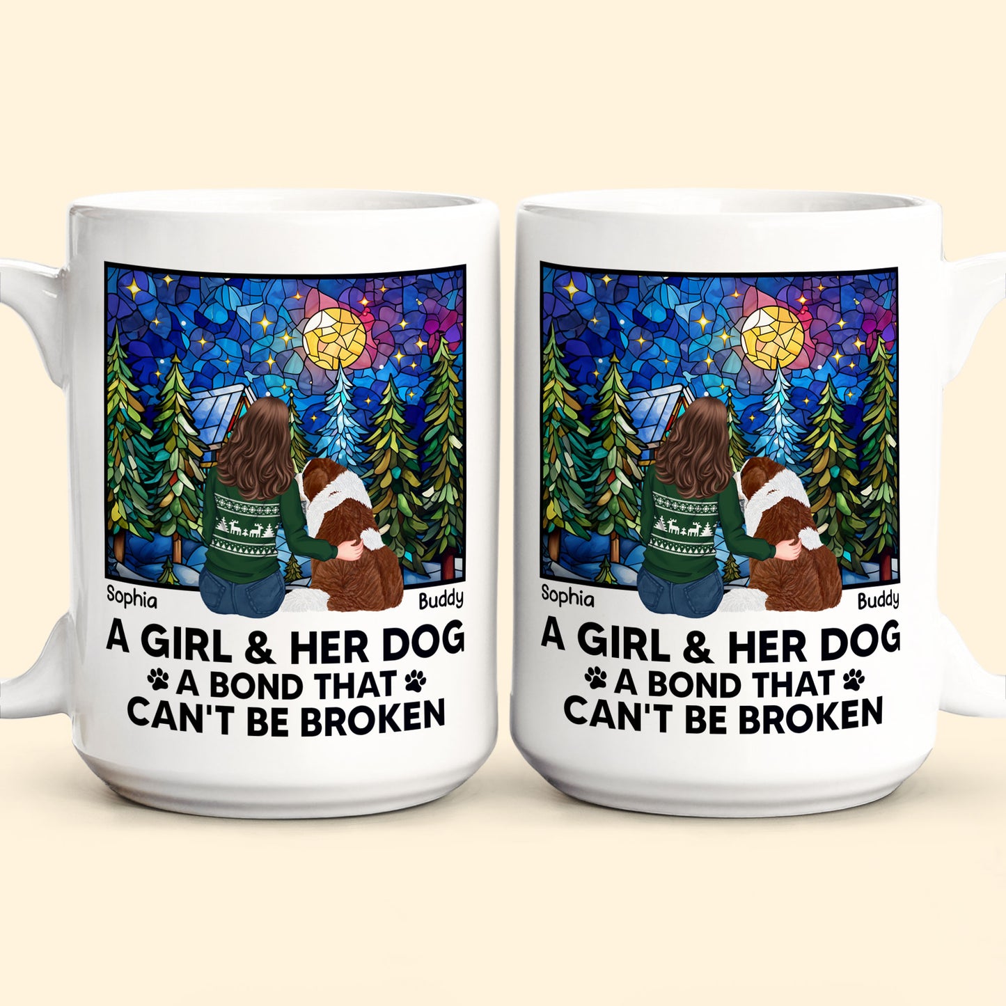 A Girl And Her Dogs - Bond That Can't Be Broken - Personalized  Mug