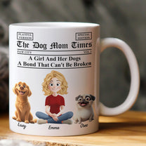 A Girl And Her Dogs Cats A Bond That Can't Be Broken Newspaper Themed - Custom Gift For Pet Mom Dad - Personalized Mug