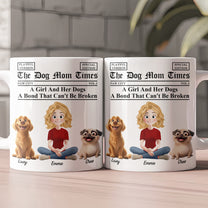 A Girl And Her Dogs Cats A Bond That Can't Be Broken Newspaper Themed - Custom Gift For Pet Mom Dad - Personalized Mug