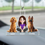 A Girl And Her Dogs - New Cartoon Pet - Personalized Rear View Mirror Accessory