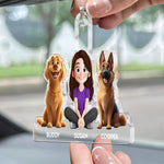 A Girl And Her Dogs - New Cartoon Pet - Personalized Rear View Mirror Accessory