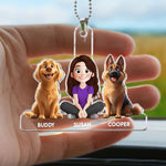 A Girl And Her Dogs - New Cartoon Pet - Personalized Rear View Mirror Accessory