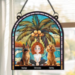 A Girl And Her Dogs New Version - Personalized Window Hanging Suncatcher Ornament
