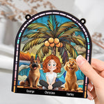 A Girl And Her Dogs New Version - Personalized Window Hanging Suncatcher Ornament
