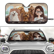 A Girl And Her Dogs - Personalized Car Sun Shade
