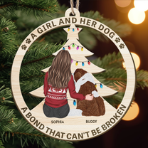 A Girl And Her Dogs - Personalized Wooden Ornament