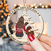 A Girl And Her Dogs - Personalized Wooden Ornament