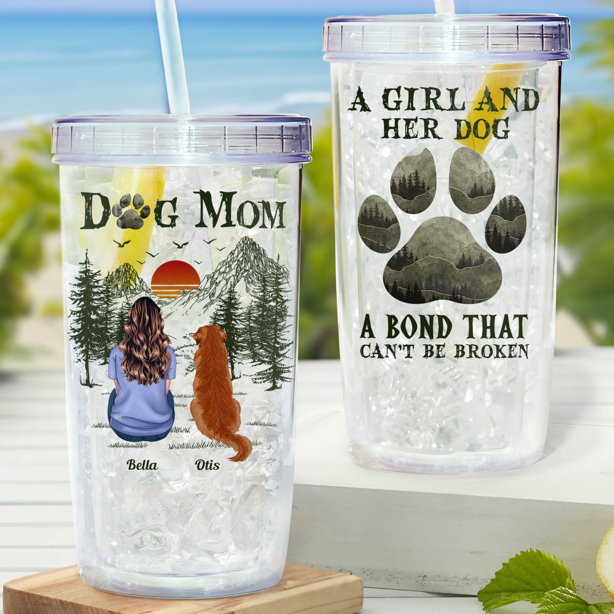A Girl And Her Dogs Unbreakable Bond - Personalized Acrylic Tumbler With Straw
