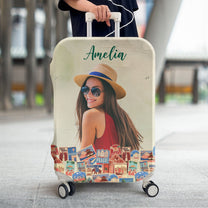 A Girl Loves Traveling- Personalized Photo Luggage Cover