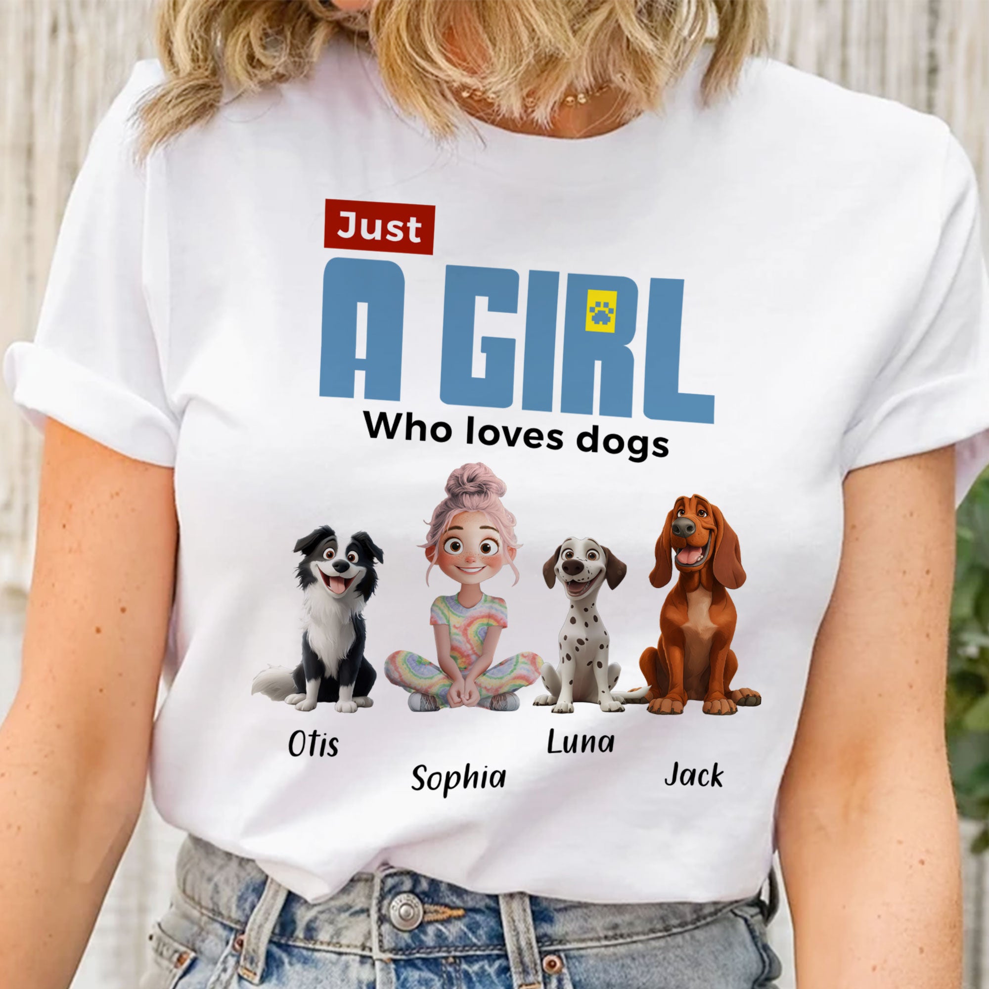 A Girl Loves Dogs - Personalized Shirt