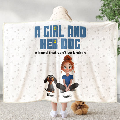 A Girl And Her Dogs - Personalized Wearable Blanket Hoodie