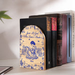 A Girl Who Loves Books Toile De Jouy - Custom Wood Book Ends