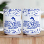 A Girl Who Loves Books Toile De Jouy - Personalized Mug