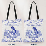 A Girl Who Loves Books Toile De Jouy - Personalized Tote Bag