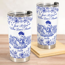A Girl Who Loves Books Toile De Jouy - Personalized Tumbler Cup