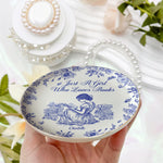 A Girl Who Loves Books Chinoiserie Toile De Jouy - Personalized Jewelry Dish - Gift For Daughter
