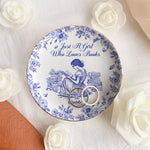 A Girl Who Loves Books Chinoiserie Toile De Jouy - Personalized Jewelry Dish - Gift For Daughter