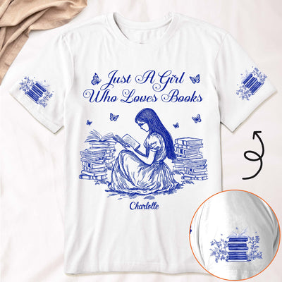 A Girl Who Loves Books, Custom Favorite Book Toile De Jouy - Personalized Shirt