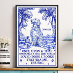 A Girl Who Really Loved Dogs And Books Toile De Jouy - Personalized Poster