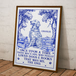 A Girl Who Really Loved Dogs And Books Toile De Jouy - Personalized Poster