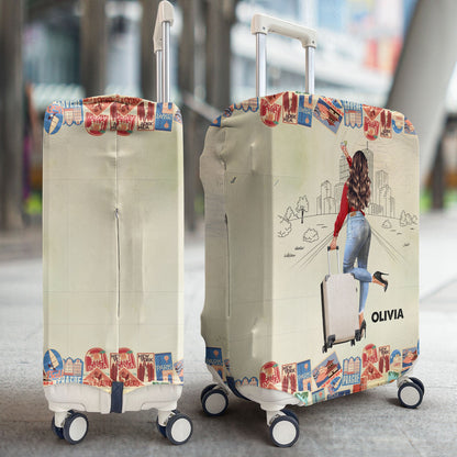 A Girl Who Really Loved Traveling - Personalized Luggage Cover