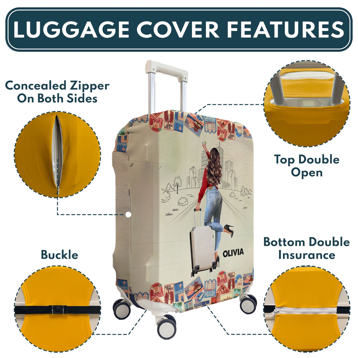 A Girl Who Really Loved Traveling - Personalized Luggage Cover