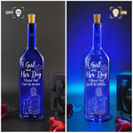 A Girl With Her Dog - Personalized Blue Bottle Lamp