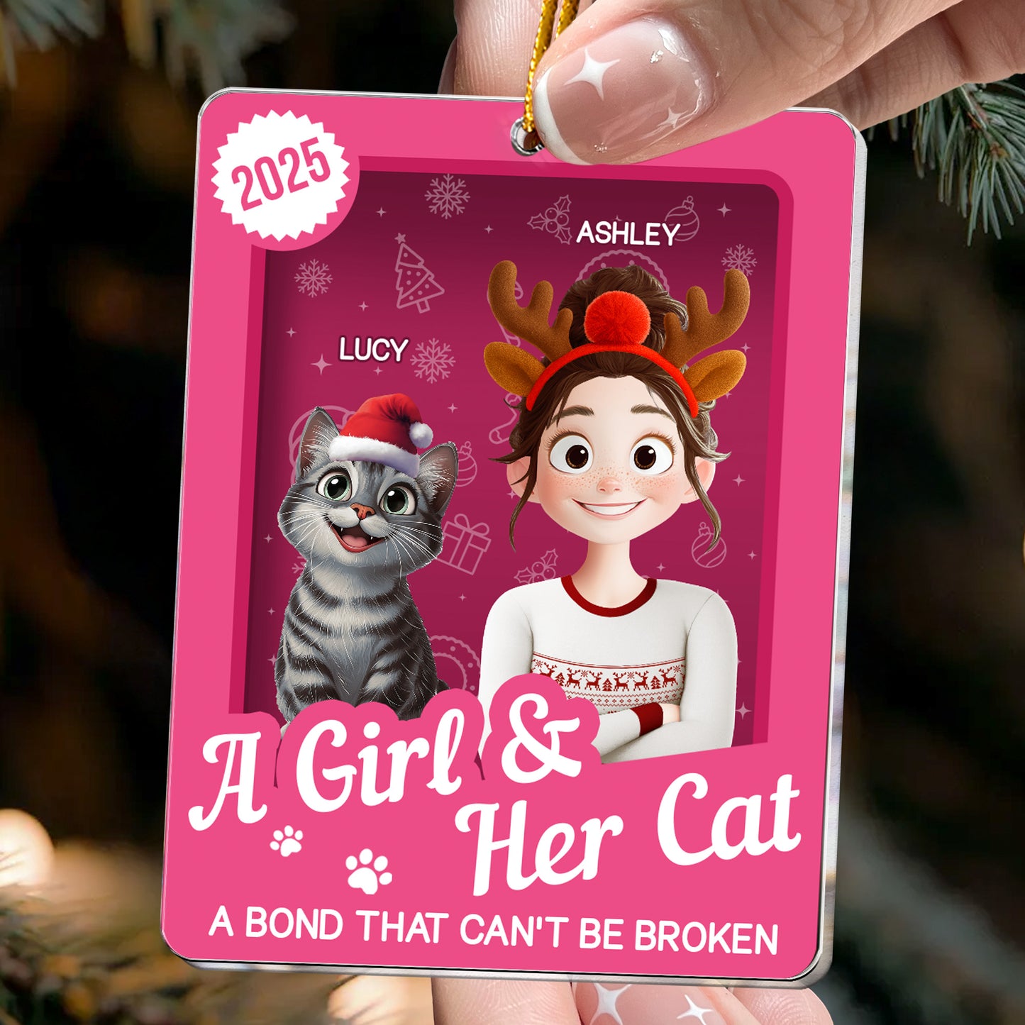A Girl & Her Cats Has Unbreakable Bond Toy Box - Personalized Acrylic Ornament