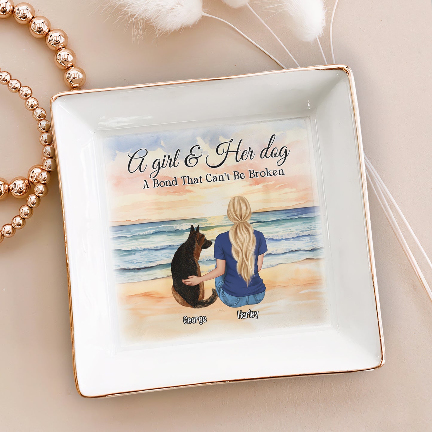 A Girl & Her Dog - A Bond That Can't Be Broken - Personalized Jewelry Dish