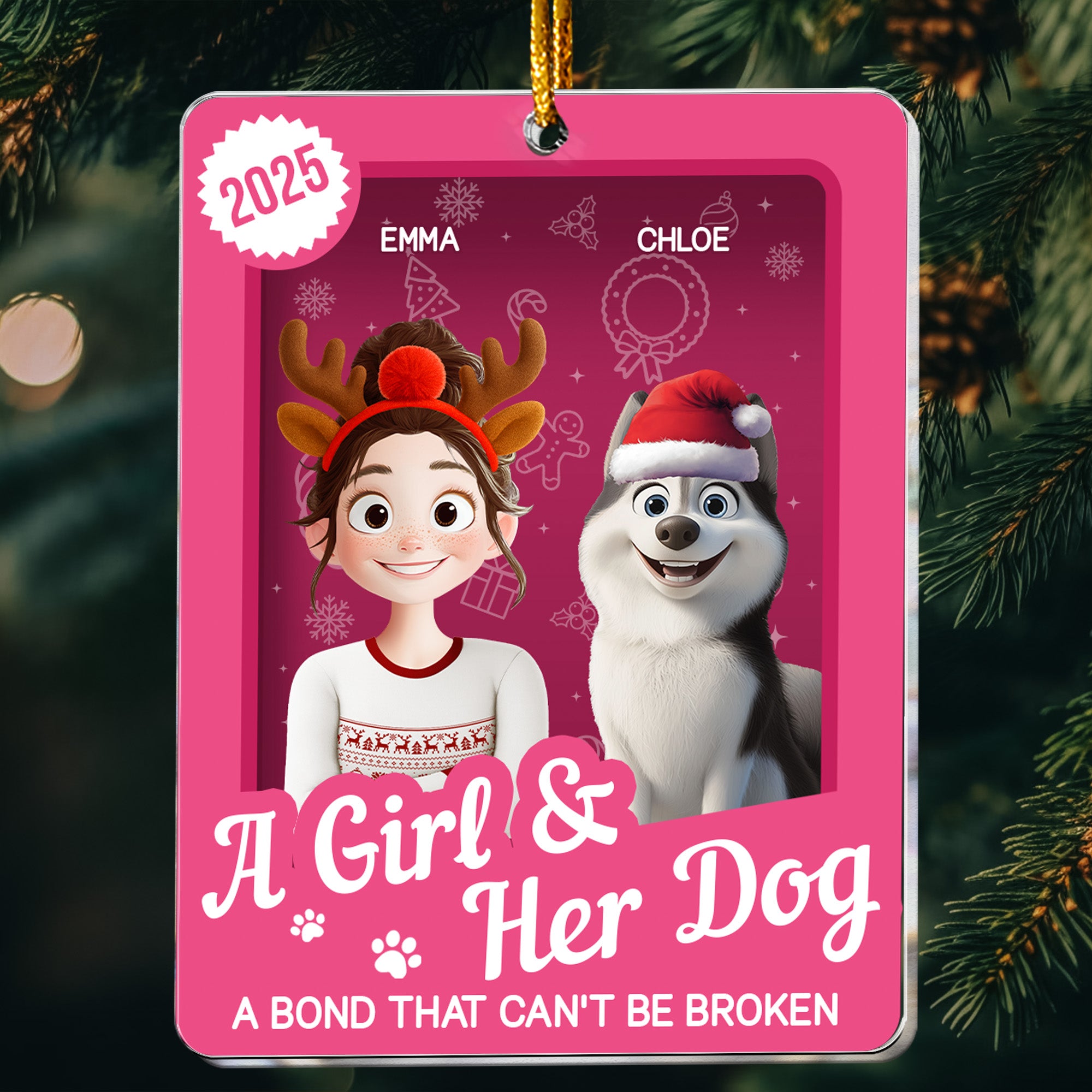 A Girl & Her Dogs Has Unbreakable Bond Toy Box - Personalized Acrylic Ornament