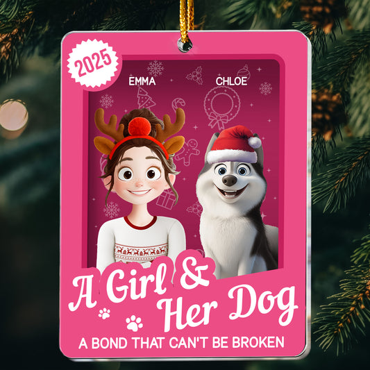 A Girl & Her Dogs Has Unbreakable Bond Toy Box - Personalized Acrylic Ornament