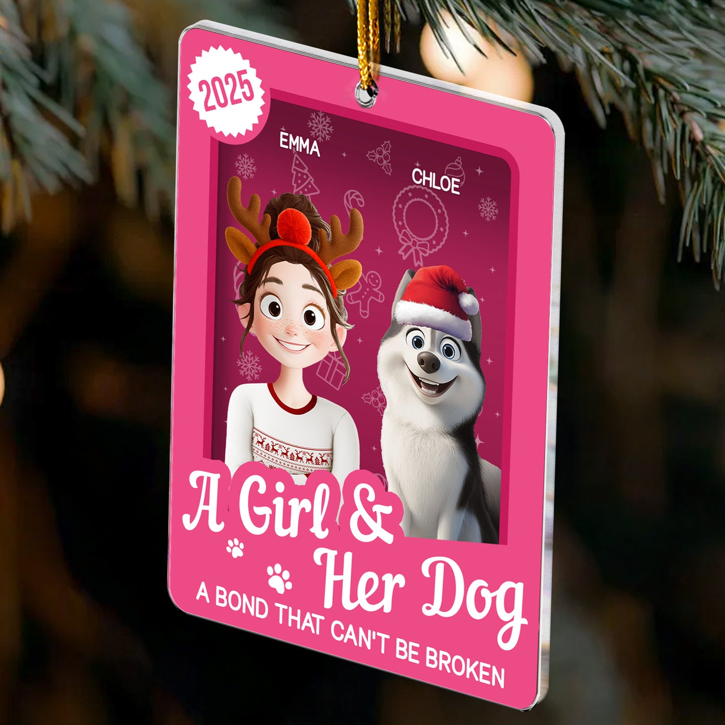 A Girl & Her Dogs Has Unbreakable Bond Toy Box - Personalized Acrylic Ornament