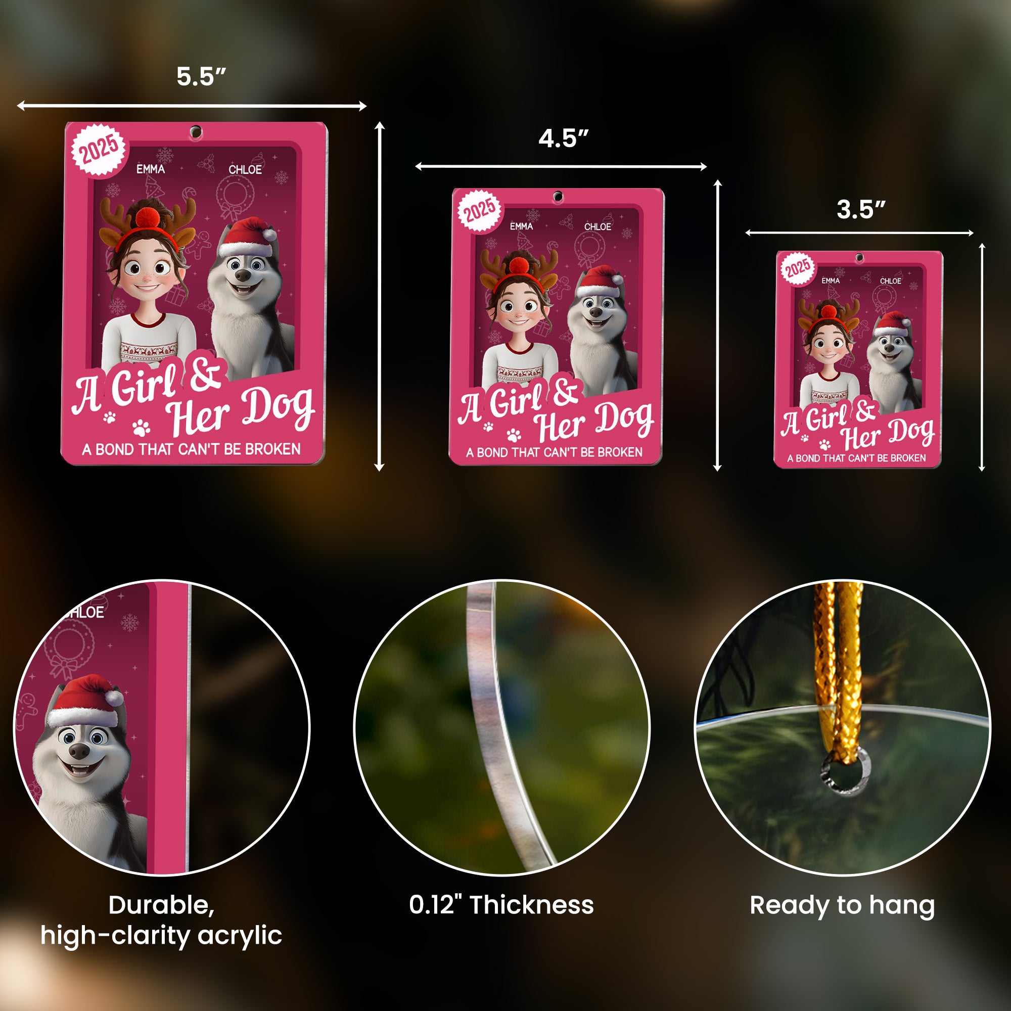 A Girl & Her Dogs Has Unbreakable Bond Toy Box - Personalized Acrylic Ornament