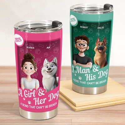 A Girl & Her Dogs Have An Unbreakable Bond Toy Box - Personalized Tumbler Cup