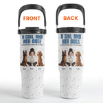 A Girl & Her Dogs With Unbreakable Bond - Personalized 30oz Tumbler With Handle
