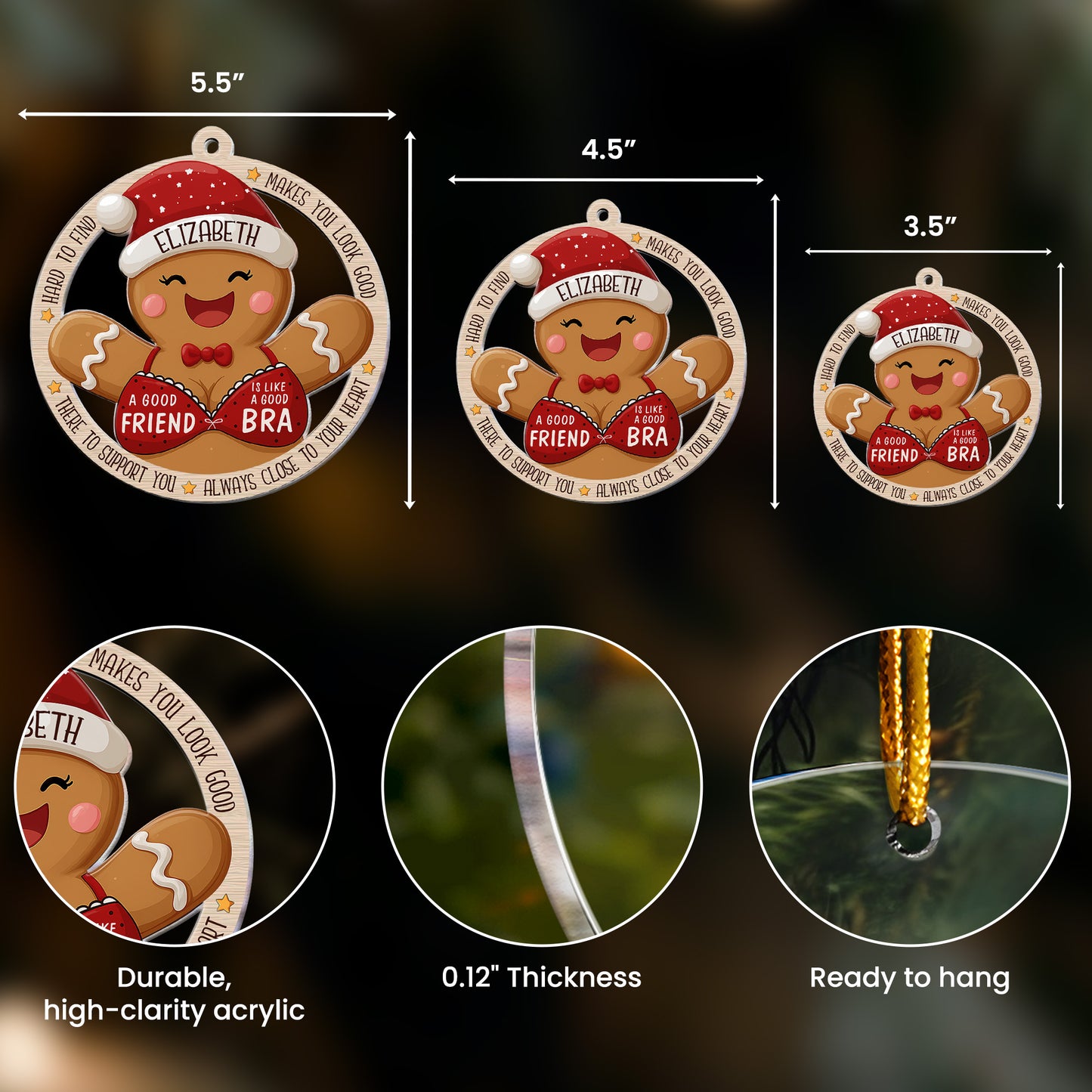 A Good Friend Is Like A Good Bra Friendship Ornament - Personalized Acrylic Ornament