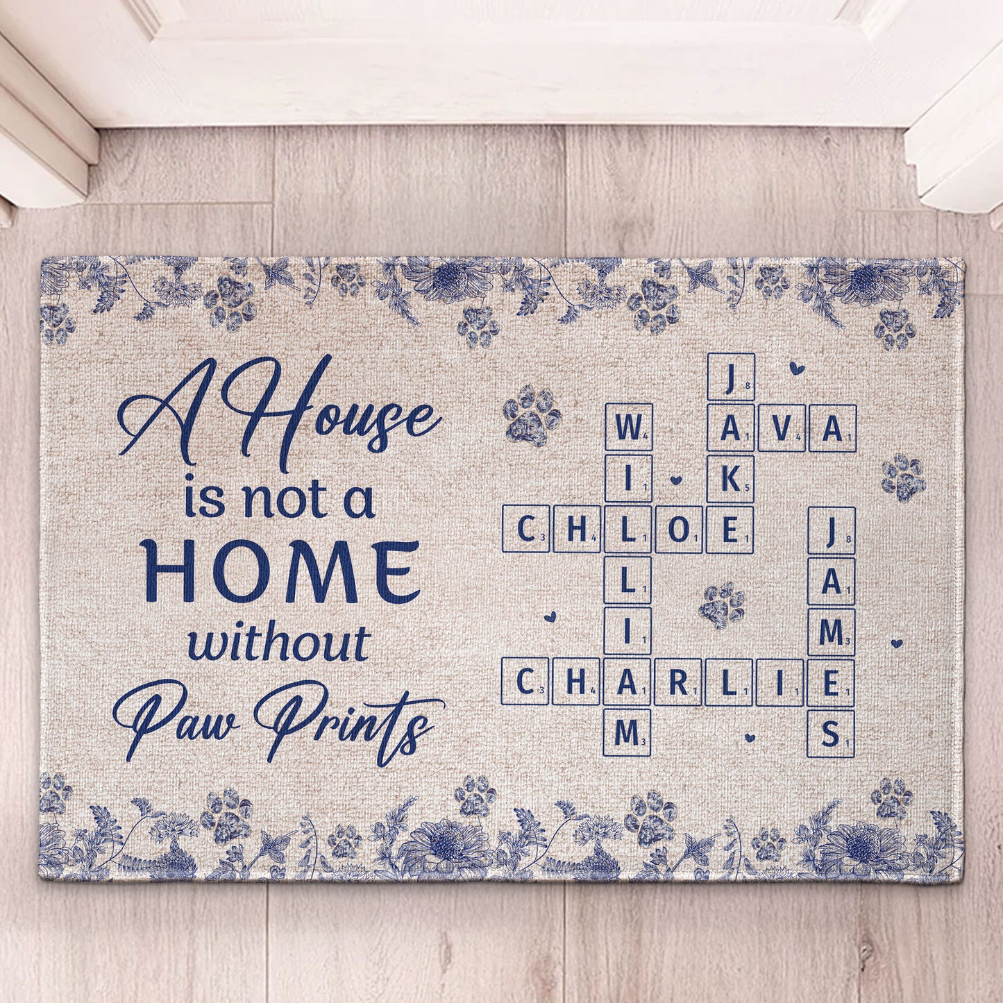 A House Is Not A Home Without Paw Prints Scrabble - Personalized Doormat