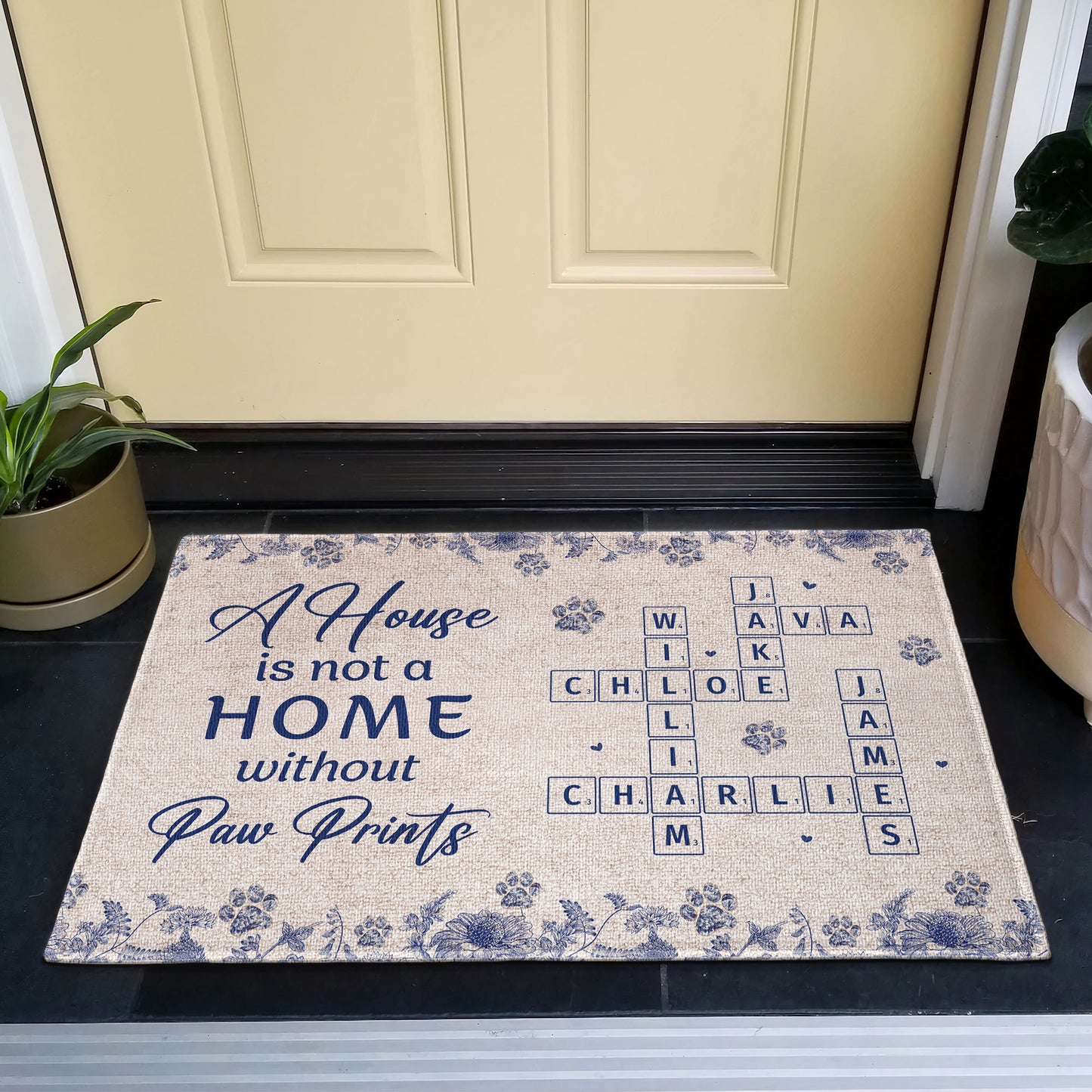 A House Is Not A Home Without Paw Prints Scrabble - Personalized Doormat