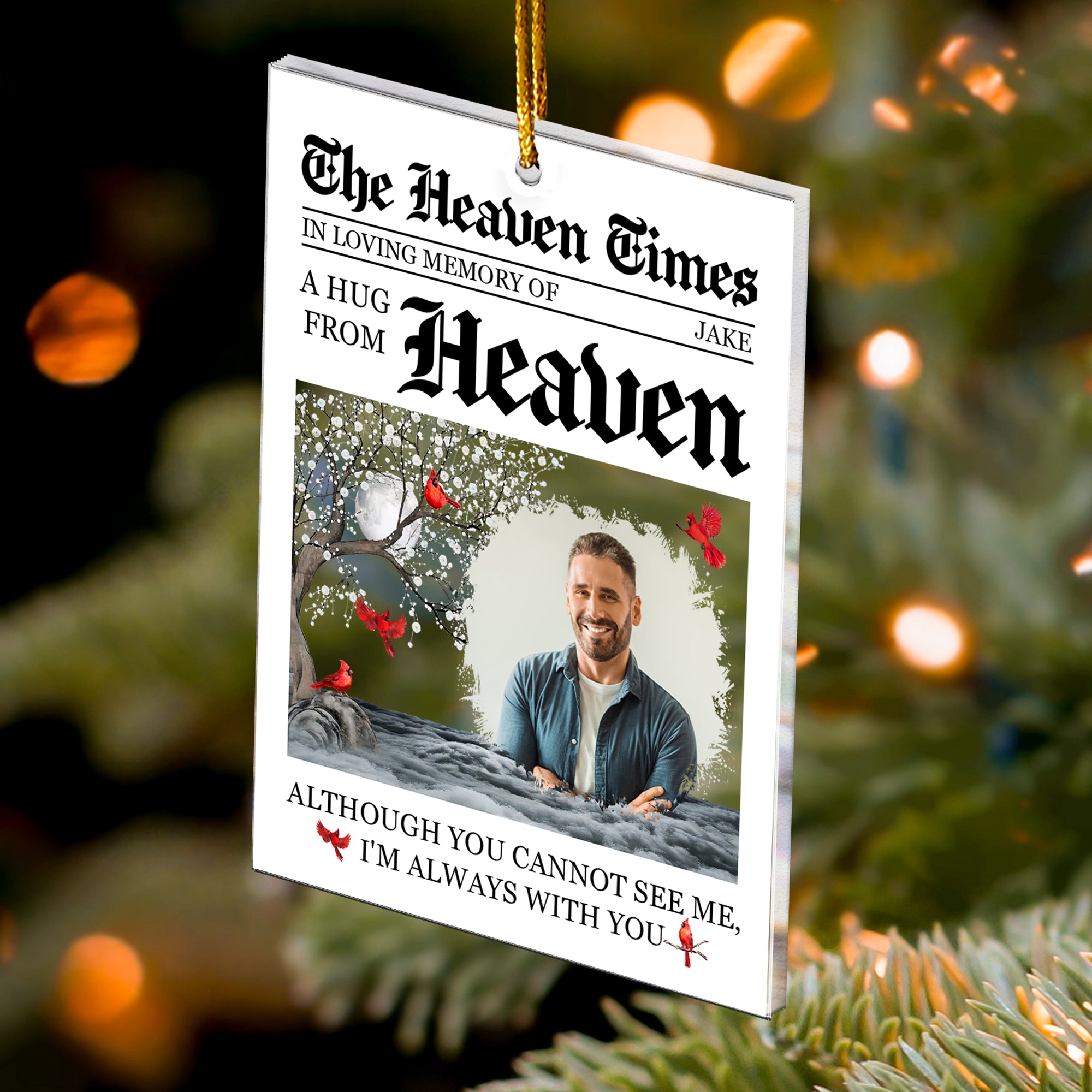 A Hug From Heaven I'm Always With You Memorial Ornament - Personalized Acrylic Photo Ornamet