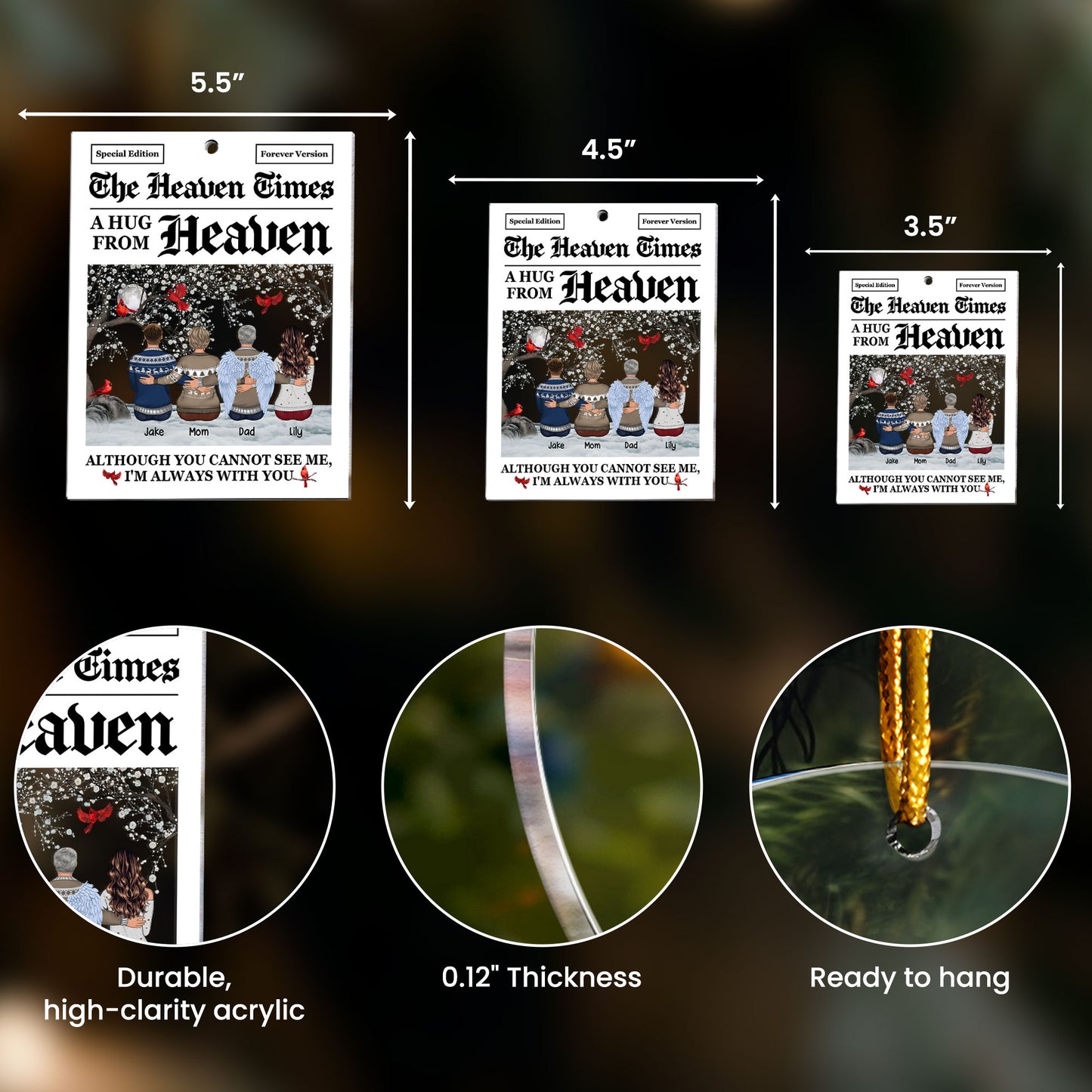 A Hug From Heaven I'm Always With You - Personalized Acrylic Ornament