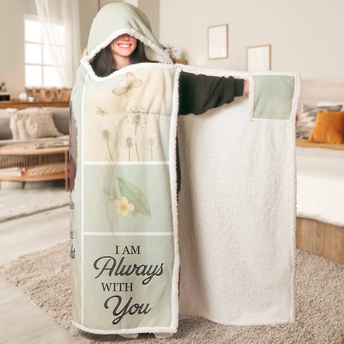 A Hug From Heaven I'm Always With You - Personalized Photo Wearable Blanket Hoodie
