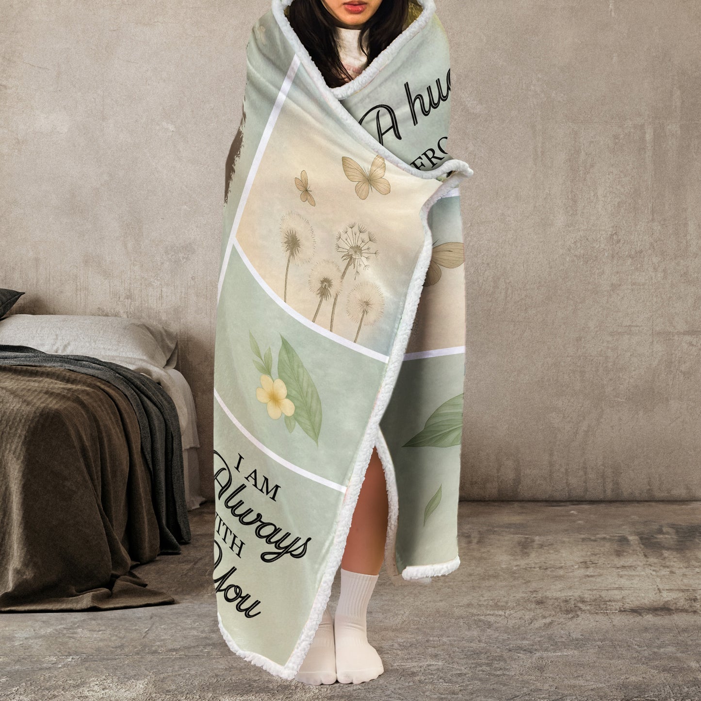 A Hug From Heaven I'm Always With You - Personalized Photo Wearable Blanket Hoodie