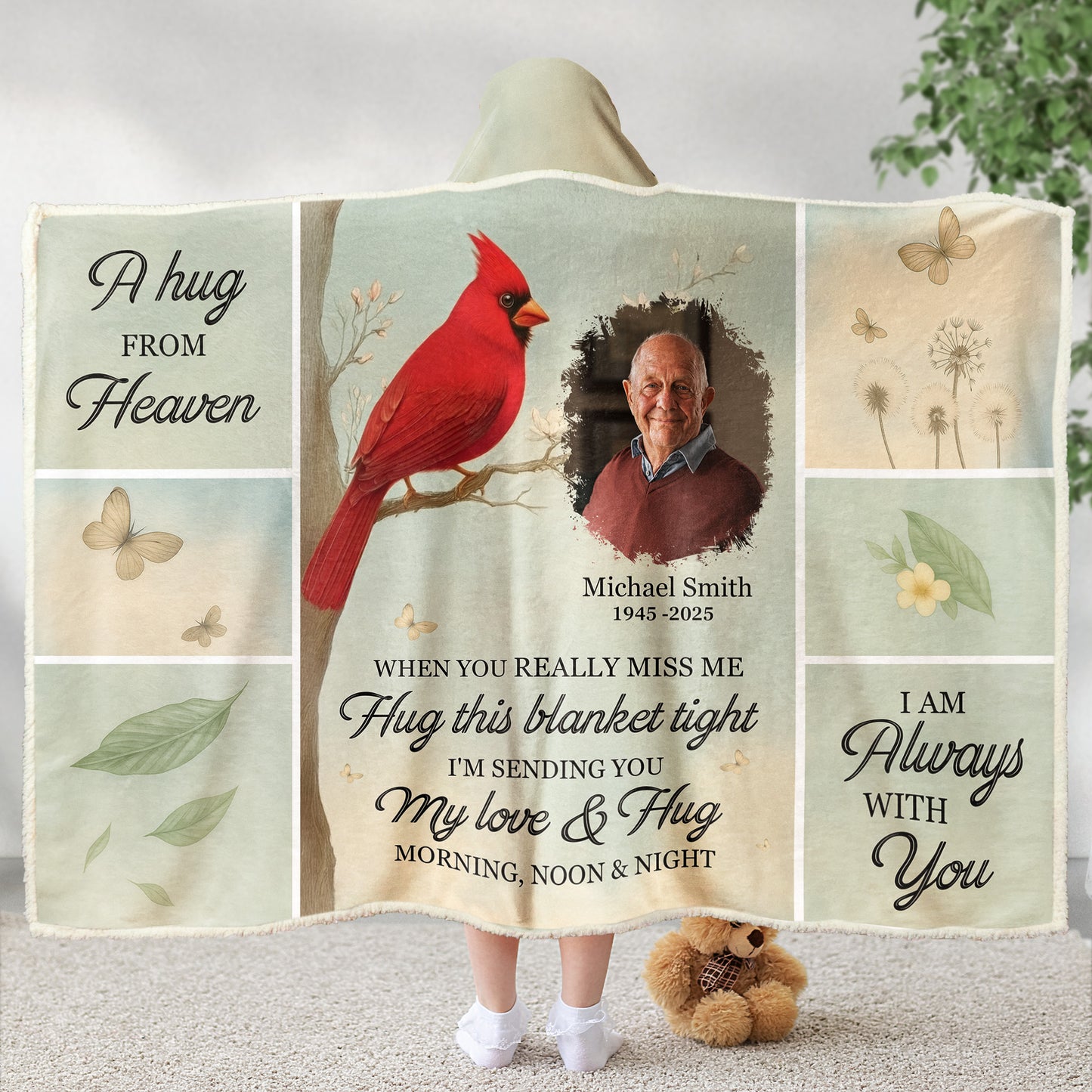 A Hug From Heaven I'm Always With You - Personalized Photo Wearable Blanket Hoodie