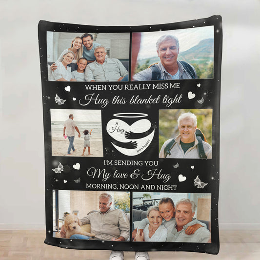 A Hug From Heaven Memorial Gift - Personalized Photo Blanket