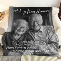 A Hug From Heaven Memorial Gifts For Family - Personalized Photo Blanket
