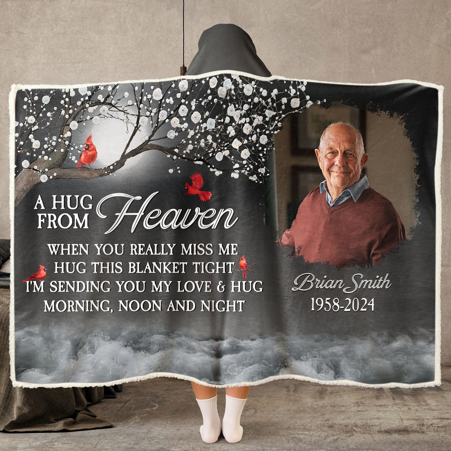 A Hug From Heaven Memorial - Personalized Photo Wearable Blanket Hoodie