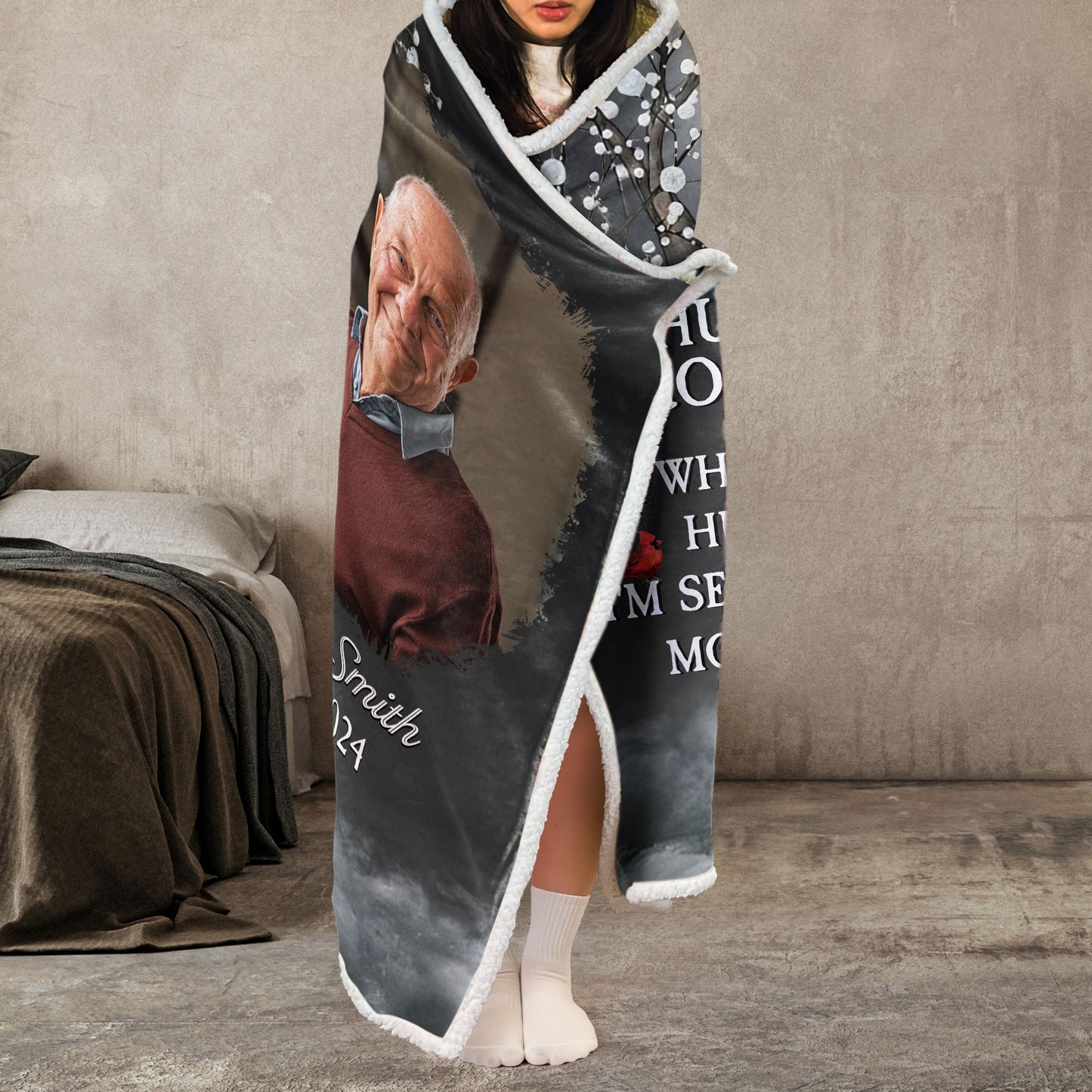 A Hug From Heaven Memorial - Personalized Photo Wearable Blanket Hoodie